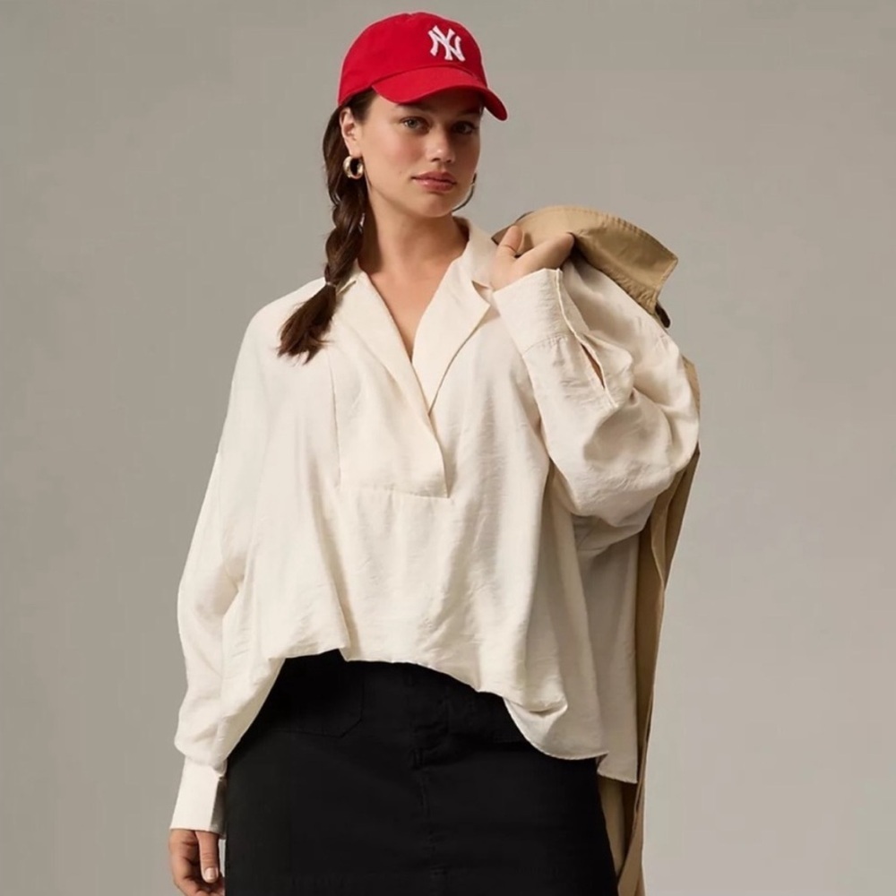 Anthropologie The Dylon Long-Sleeve Wide-Placket Top Medium NWT